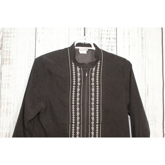 Bon Worth Beaded Embroidery Soft Full Zip Coat Jacket Black Size S Pet - Picture 2 of 10